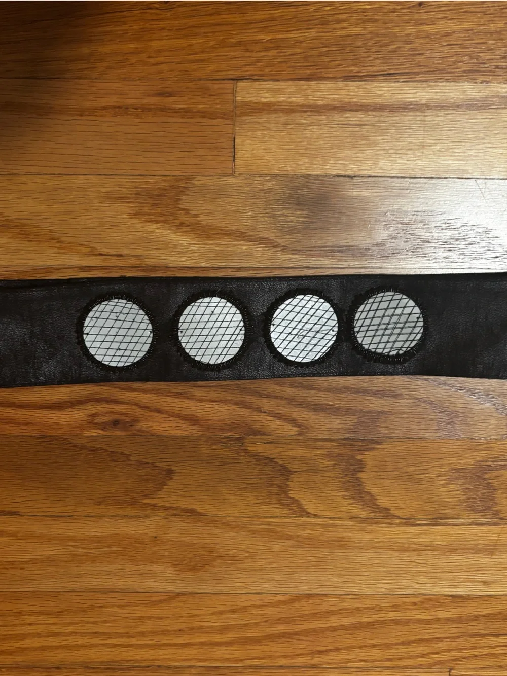 Black & grey belt Silver Mirror Discs
